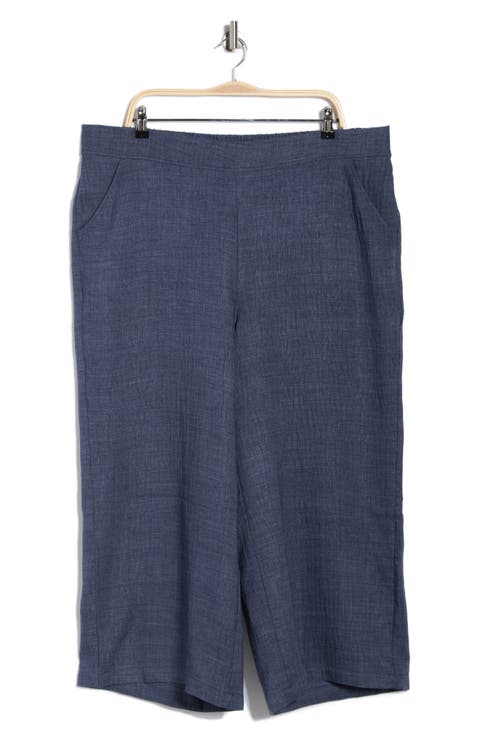 Textured Wide Leg Crop Pants (Plus)