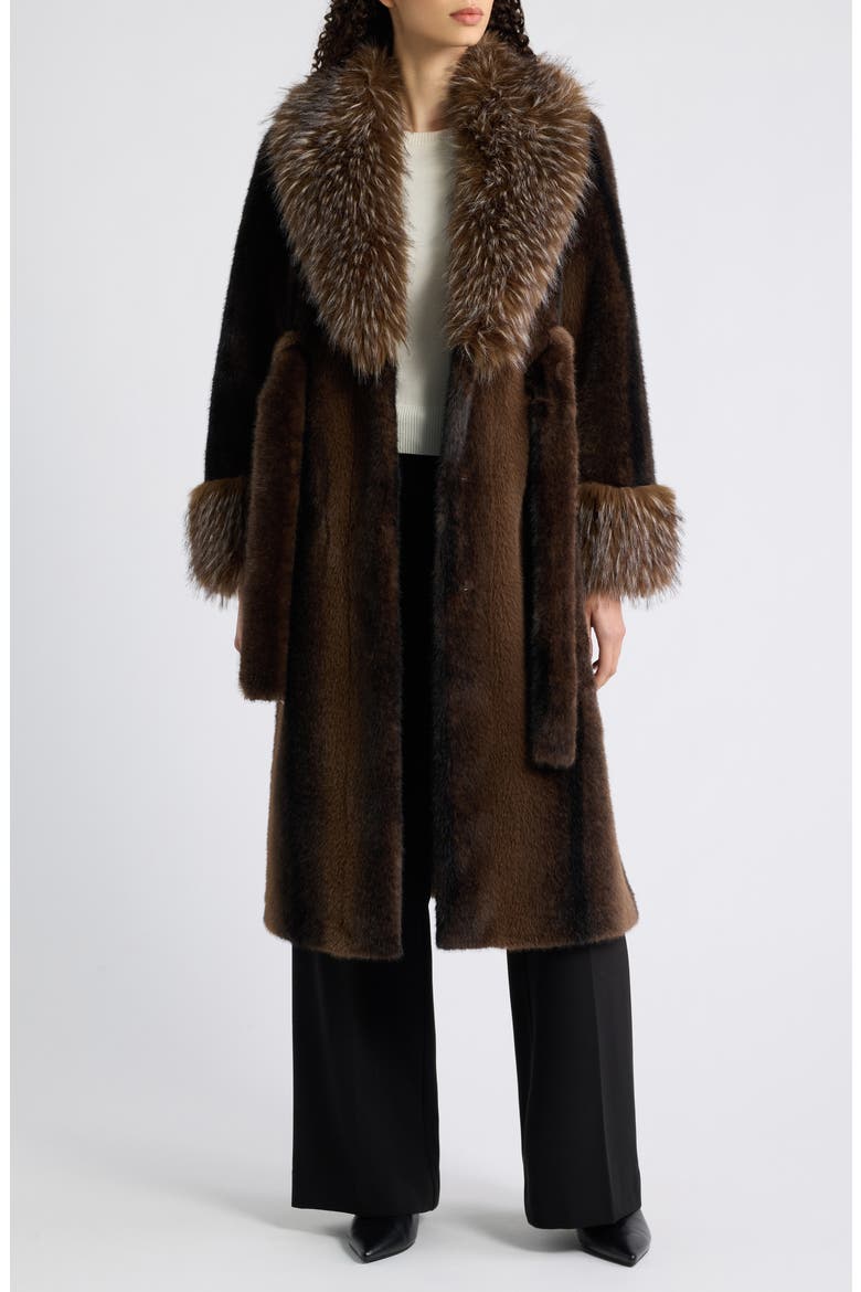 The Jones Speckled Faux Fur Coat, Alternate, color, CHOCOLATE / BLACK CHOCOLATE