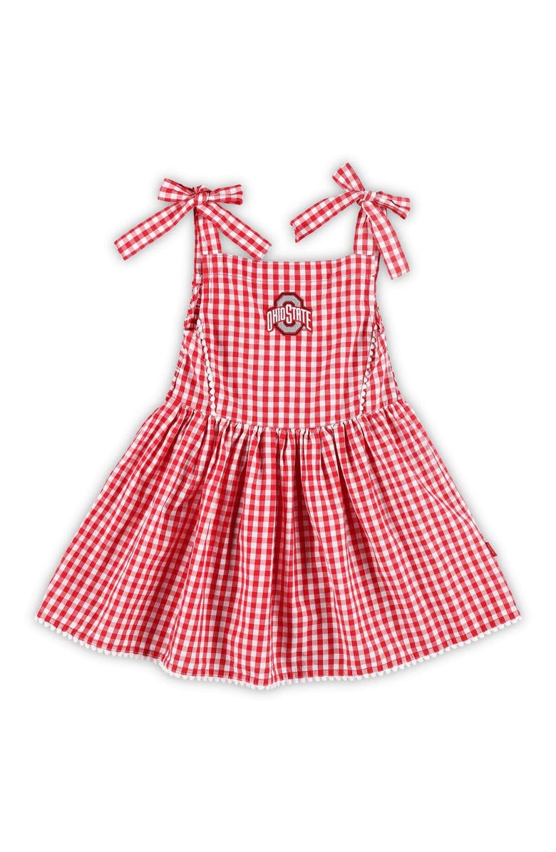 GARB Girls Toddler Garb Scarlet Ohio State Buckeyes Teagan Gingham Sleeveless Dress, Main, color, 