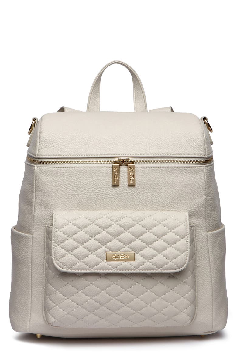 Monaco Faux Leather Diaper Backpack, Main, color, PEARL WHITE