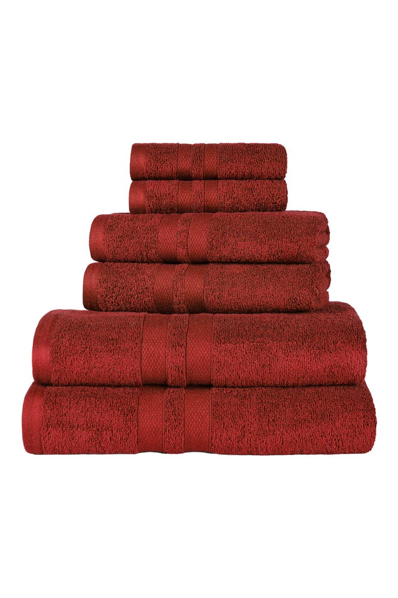 Solid Cotton 6-Piece Towel Set, Main, color, MAROON
