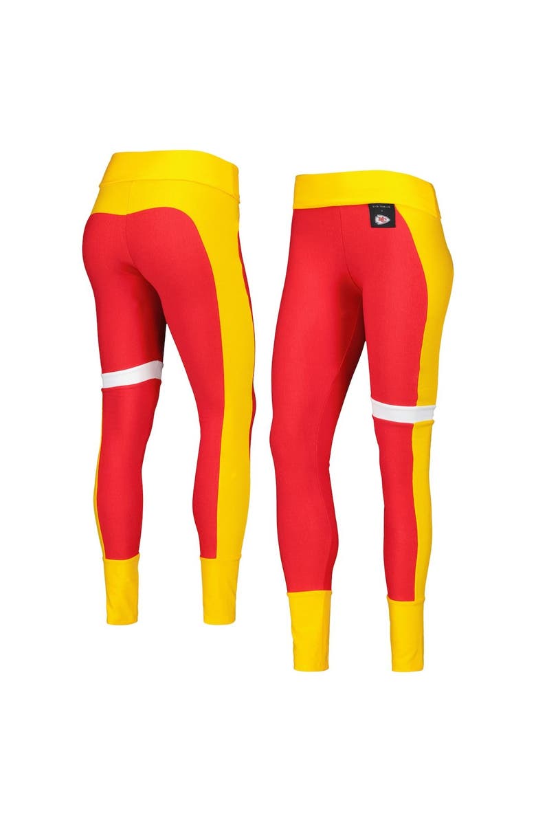 KIYA TOMLIN Women's KIYA TOMLIN Red/Gold Kansas City Chiefs Colorblock Tri-Blend Leggings, Main, color, 