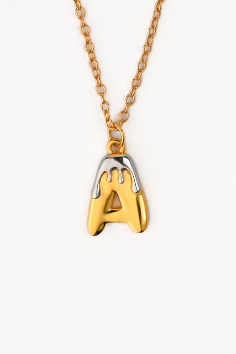 Two Tone Bubble Initial Necklace
