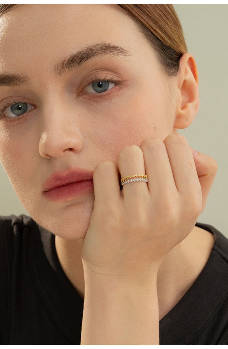 Bearfruit Jewelry 14k Gold Plated Thin Crystal Band Ring Minimalist Holiday Gift Idea, Alternate, color, Silver