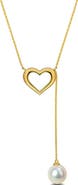 Julianna B. Cultured Pearl Heart Lariat Necklace 10k