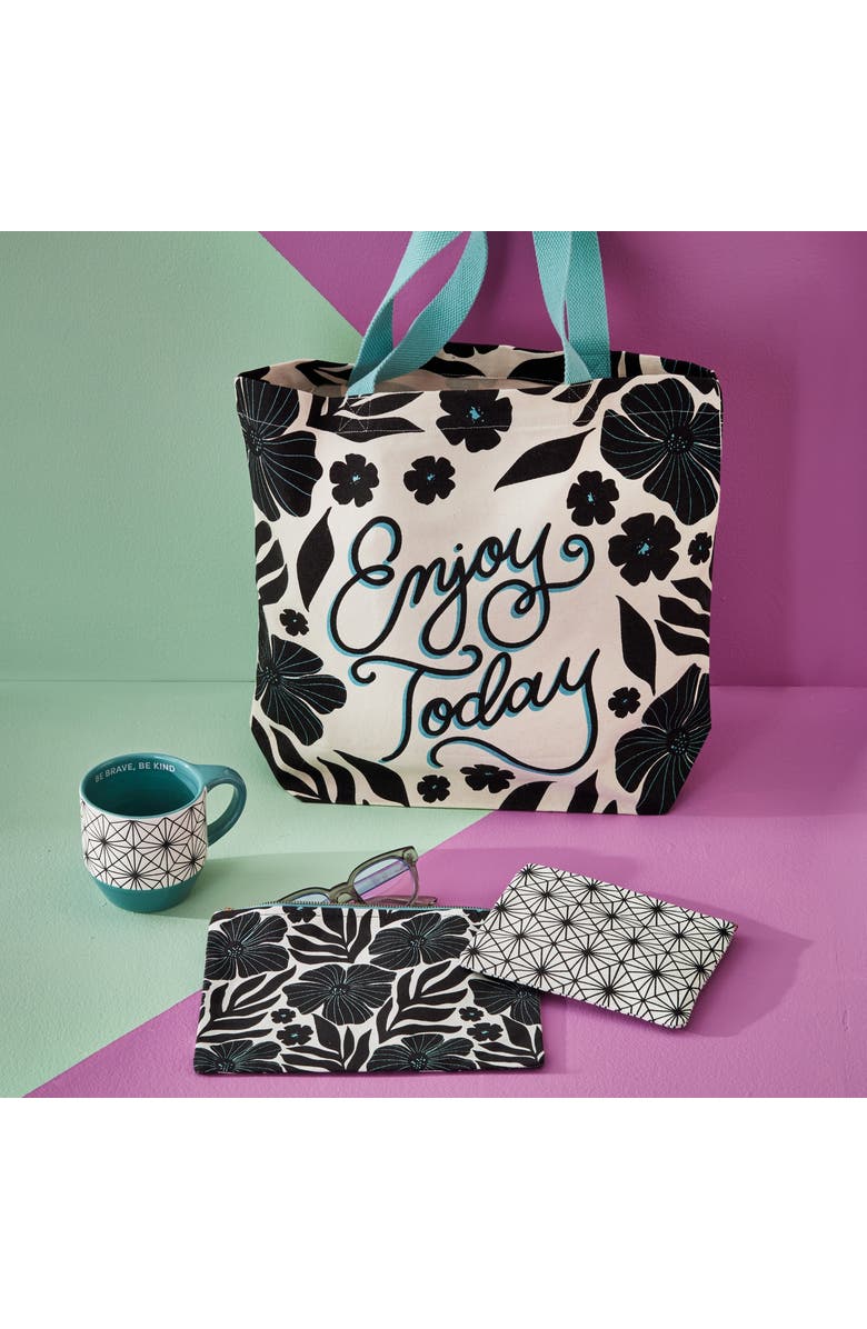tag Enjoy Today Tote Aqua Cotton Everyday, Alternate, color, Aqua