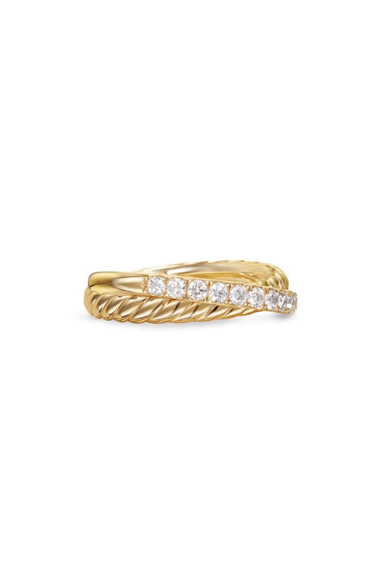 David Yurman Crossover Two Row Ring in 18K Yellow Gold with Diamonds, 5mm, Alternate, color, Yellow