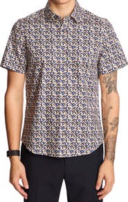 PAISLEY & GRAY Sawyer Trim Fit Geometric Short Sleeve Button-Up Shirt