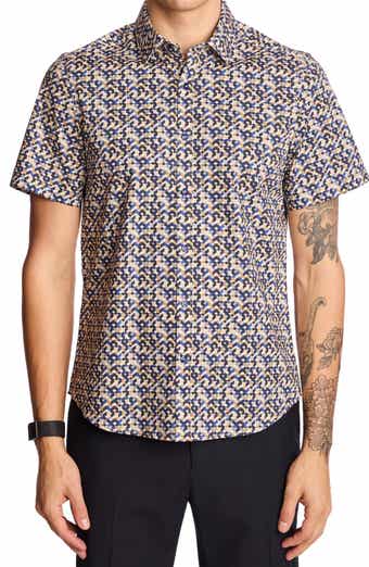 PAISLEY & GRAY Sawyer Trim Fit Geometric Short Sleeve Button-Up Shirt