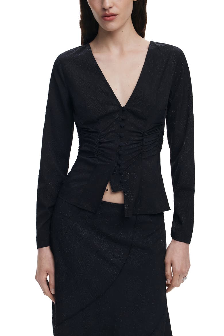 Ruched Top, Main, color, BLACK
