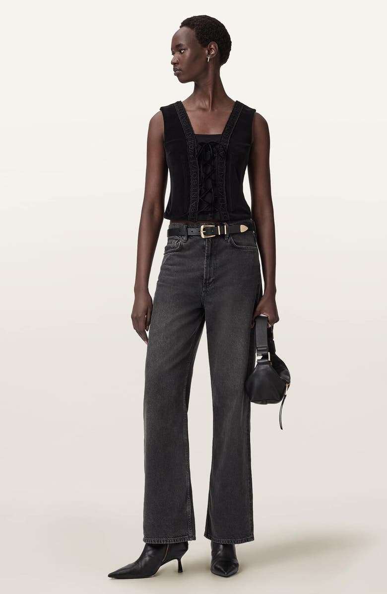 AllSaints Selin Velveteen Vest, Alternate, color, Black