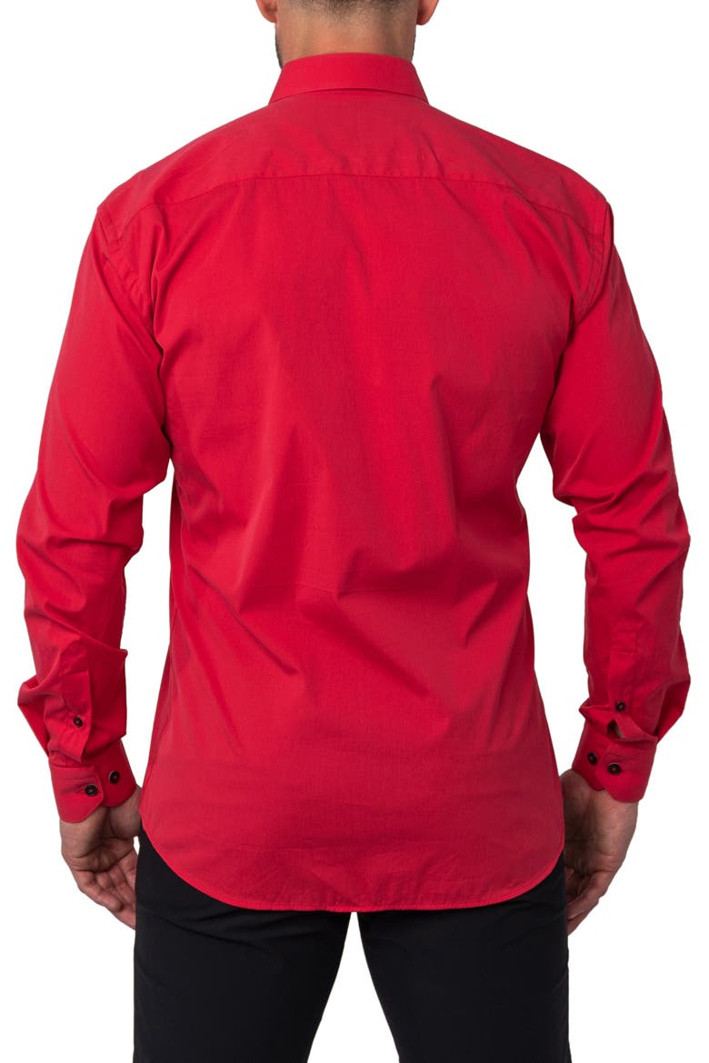 Fibonacci Joyce Red Regular Fit Solid Button-Up Shirt, Alternate, color, RED