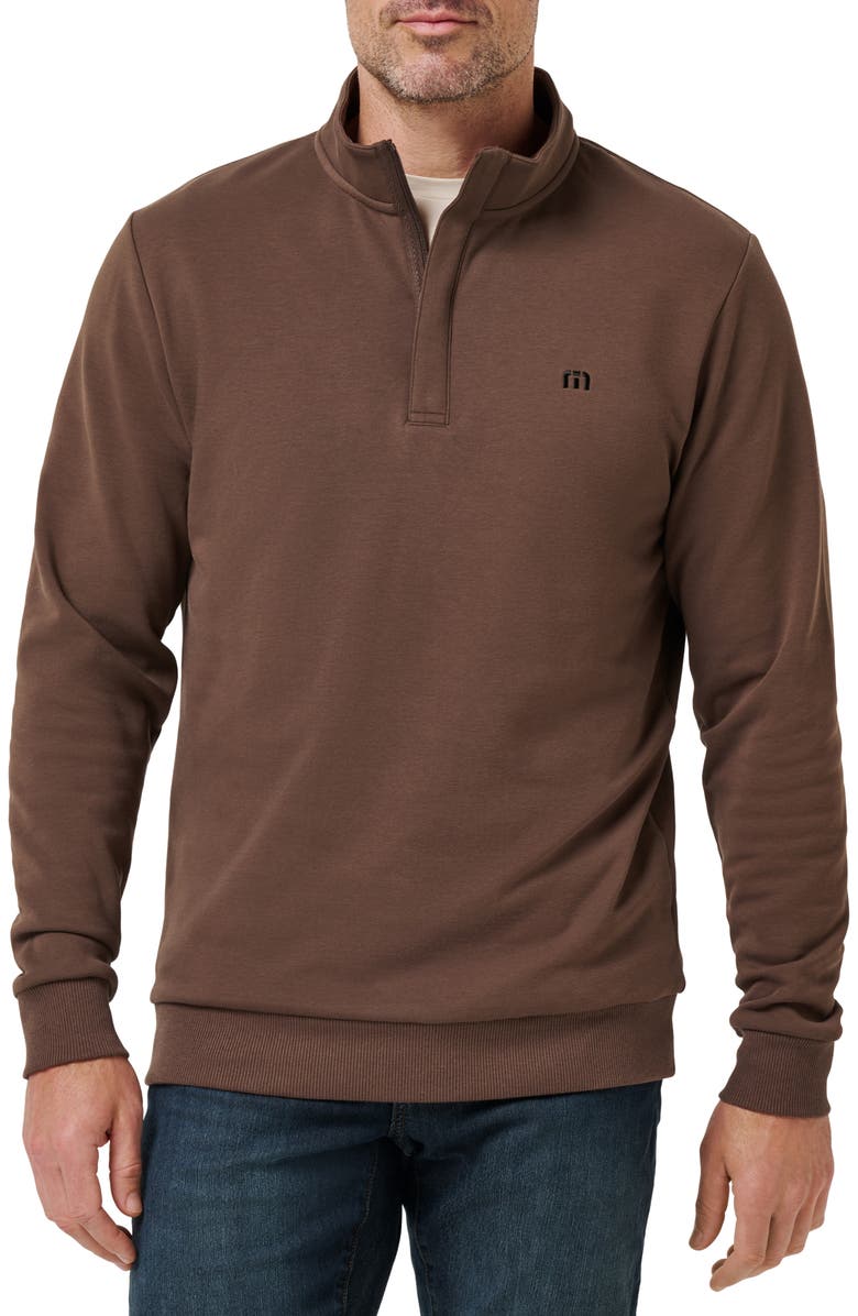 TravisMathew Cloud 2.0 Quarter Zip Pullover, Main, color, Chocolate Brown