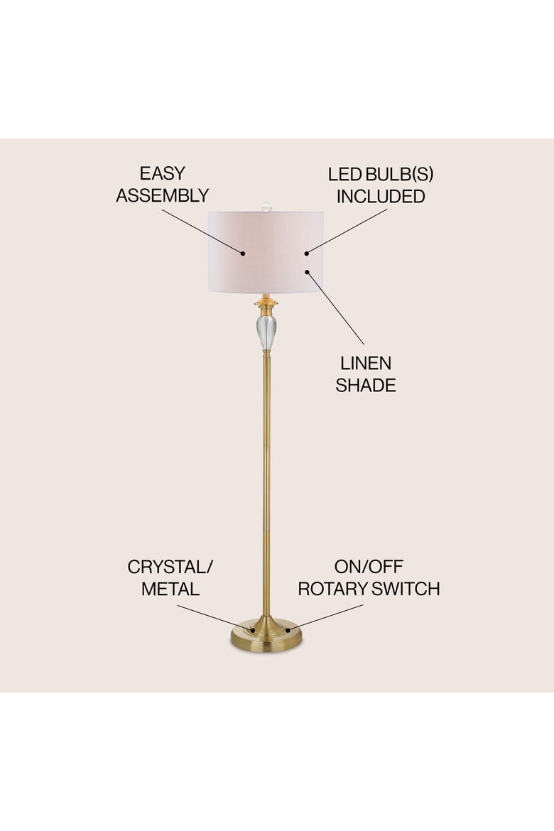 Evelyn Crystal / Metal LED Floor Lamp, Alternate, color, Brass Gold/Clear