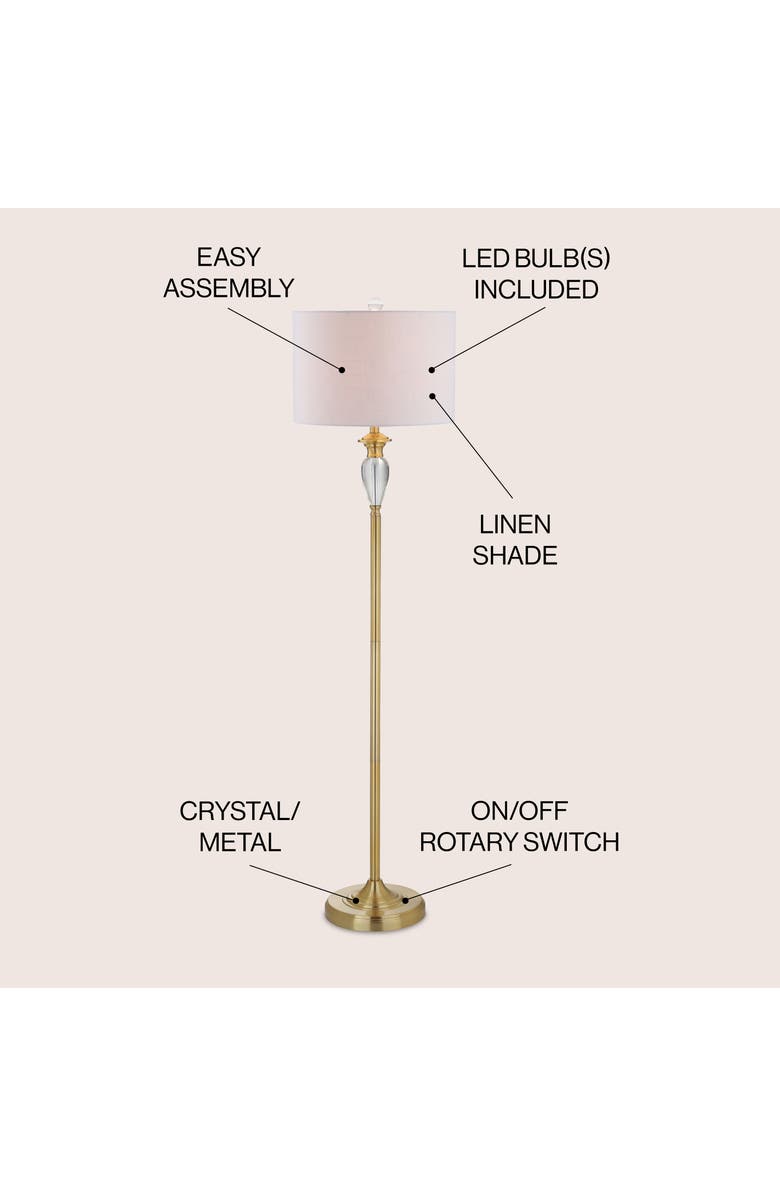JONATHAN Y Evelyn Crystal / Metal LED Floor Lamp, Alternate, color, Brass Gold/Clear