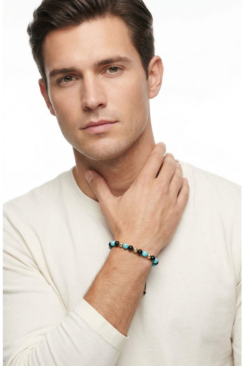 Ethan Agate Beaded Slider Bracelet, Alternate, color, TEAL