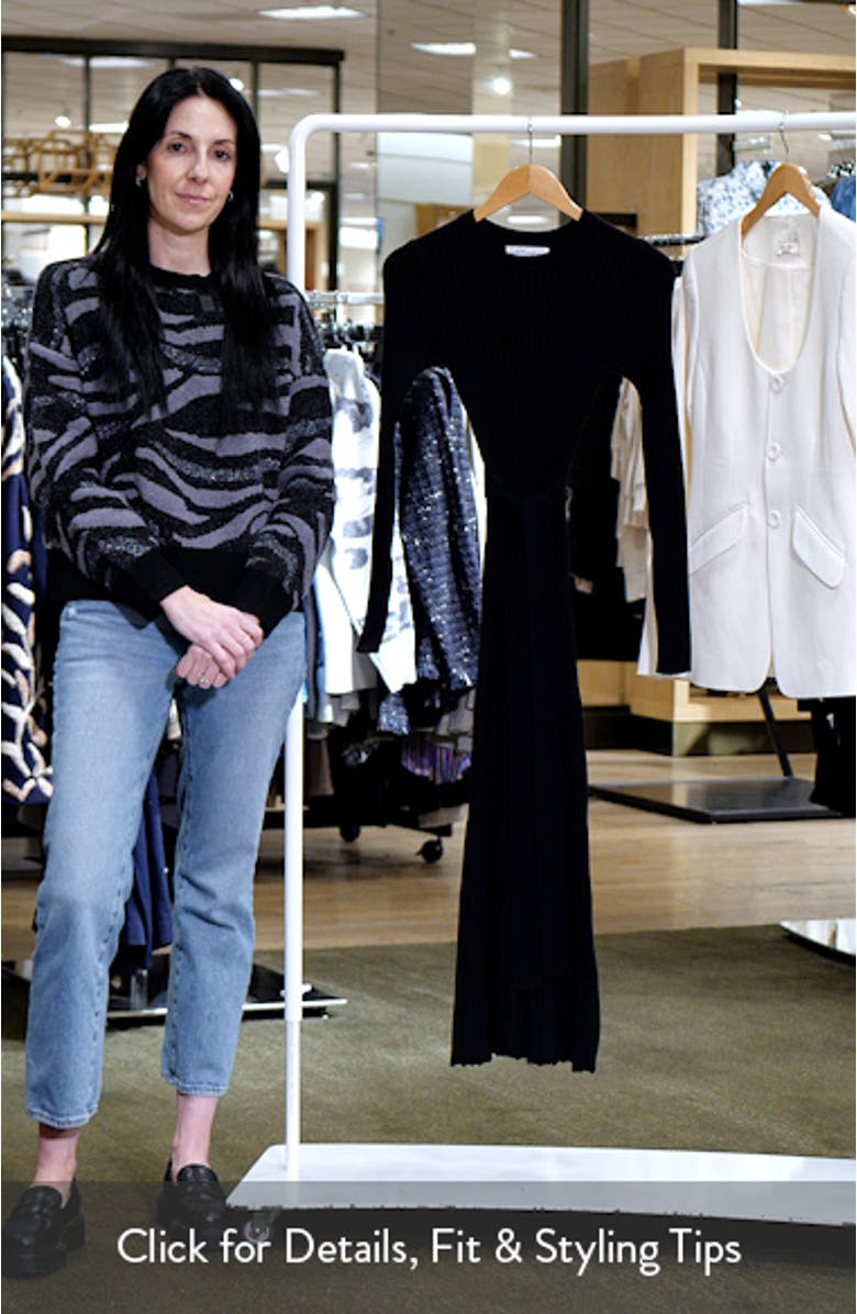 Rhianna Belted Long Sleeve Rib Sweater Dress, sales video thumbnail