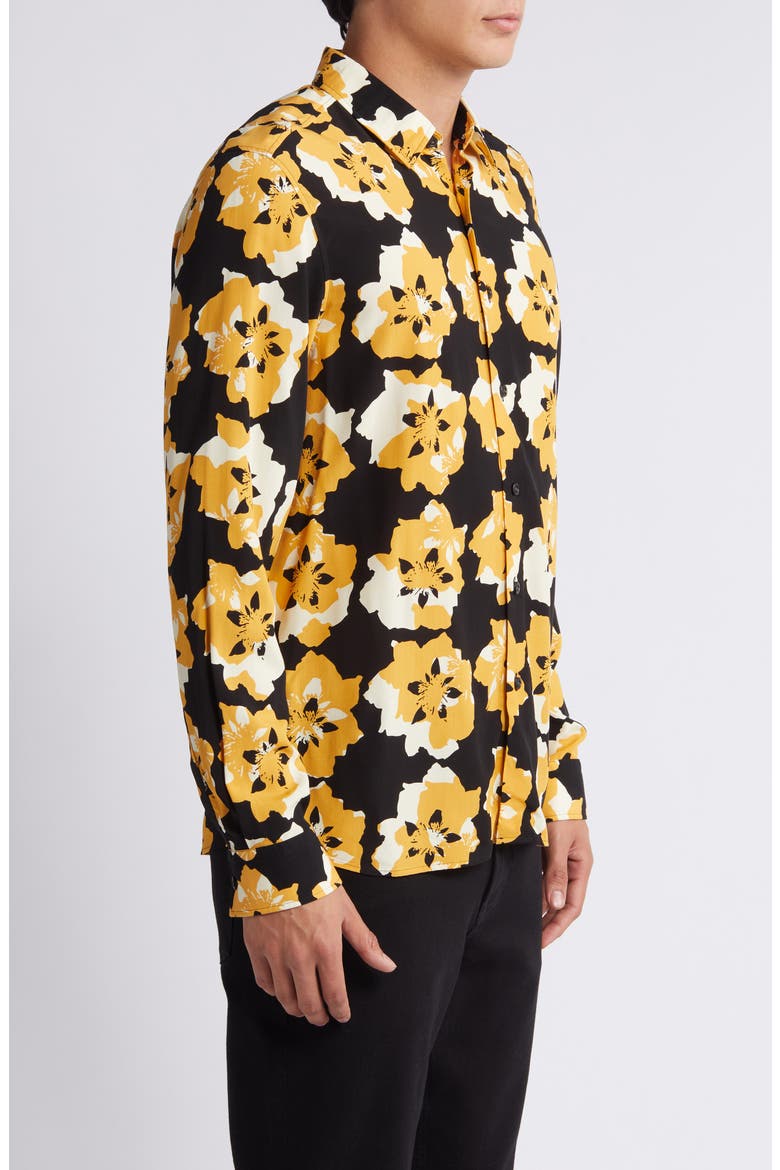 Emero Floral Button-Up Shirt, Alternate, color, GOLD