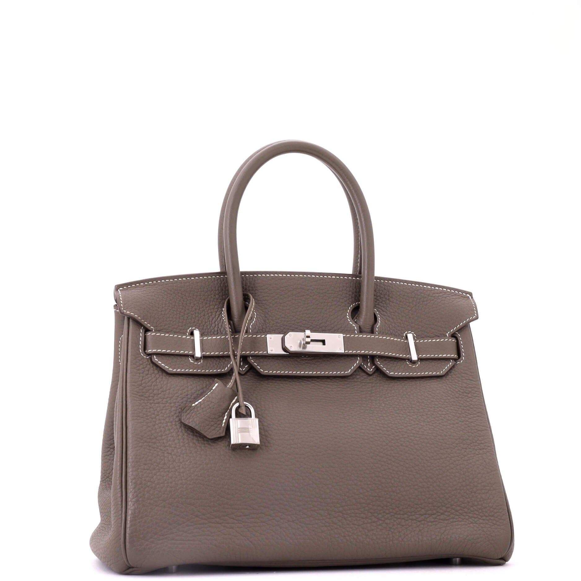 Pre-Owned Hermes Birkin Handbag Grey Clemence with Palladium Hardware 30, Alternate, color, Etoupe