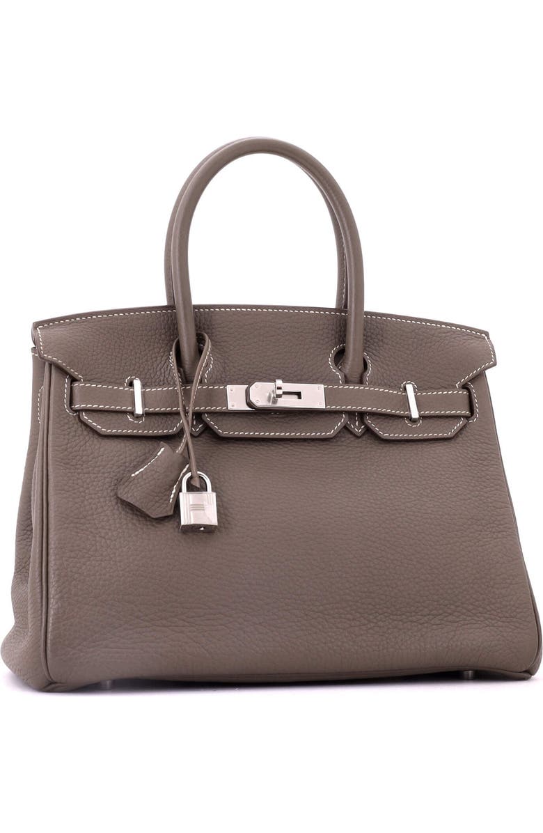 Pre-Owned Hermes Birkin Handbag Grey Clemence with Palladium Hardware 30, Alternate, color, Etoupe