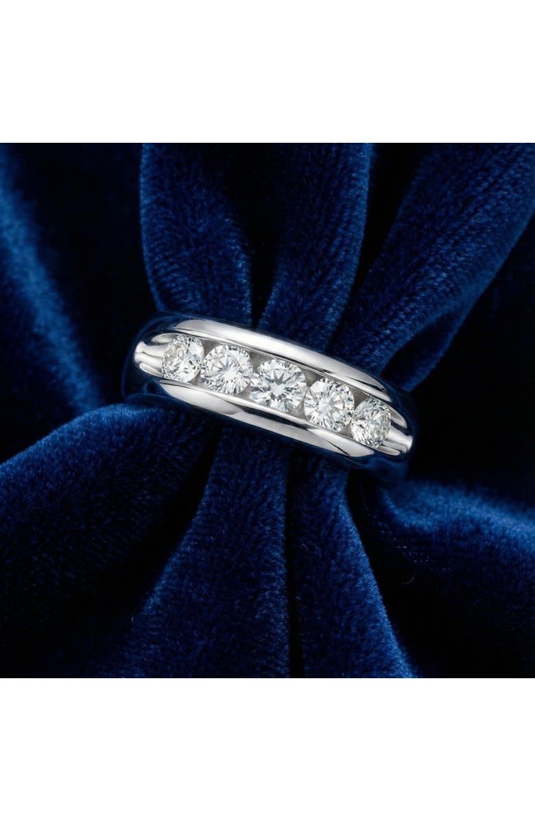 Bliss Diamond 3/4Ct Men's Diamond 5-Stone Wedding Ring Channel Set 10k Gold Lab Grown, Alternate, color, 10K White Gold