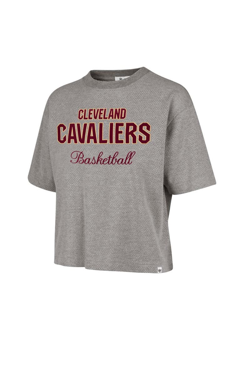 Women's '47  Gray Cleveland Cavaliers Pivot Drop Needle Cropped T-Shirt, Alternate, color, Gray