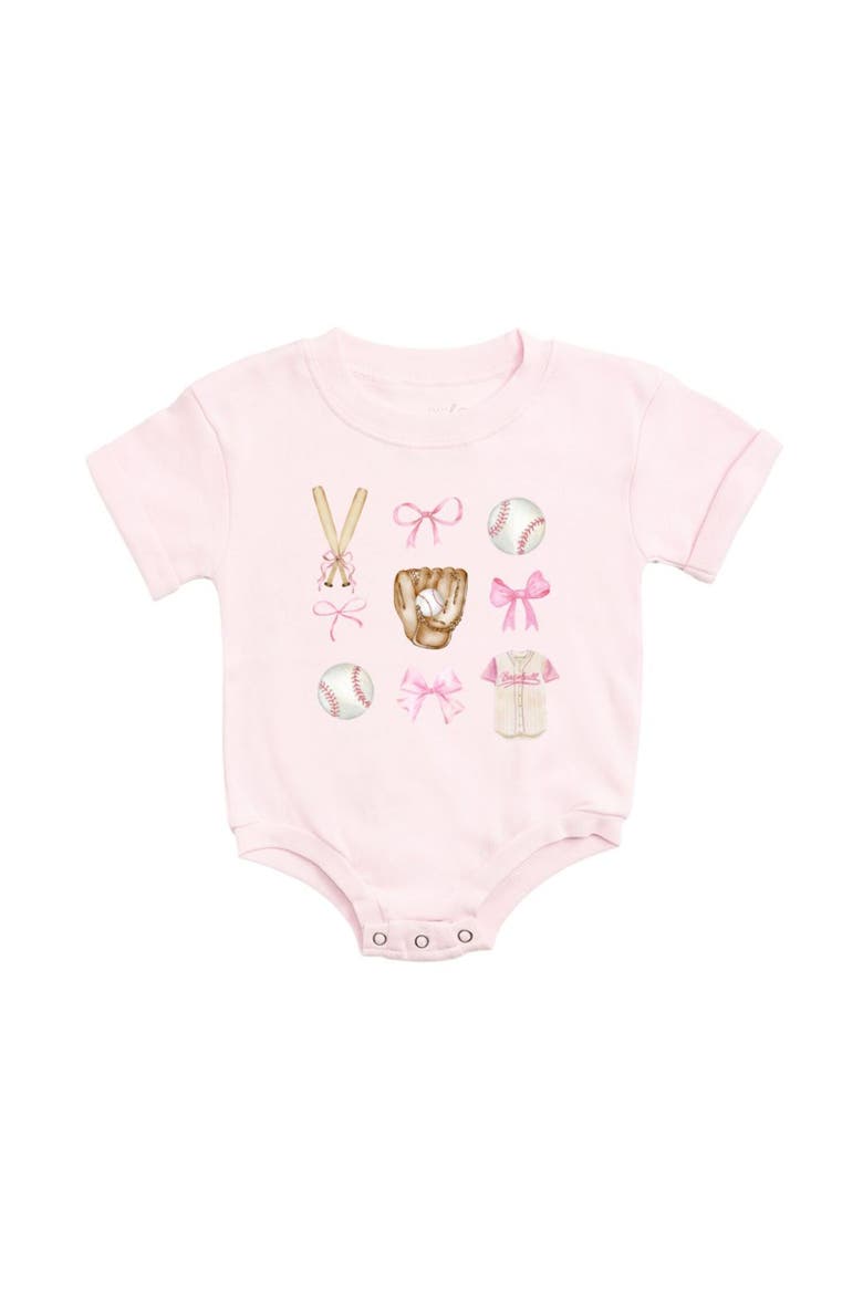 Baseball Cutie Short Sleeve Romper, Main, color, Ballet Pink