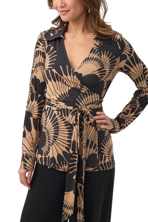 Trina Turk Makeba Printed Jersey Wrap Top In Black