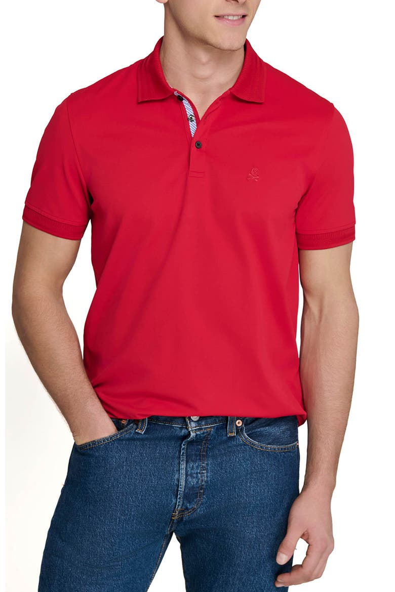 Slim Fit Short Sleeve Solid Polo, Main, color, RED