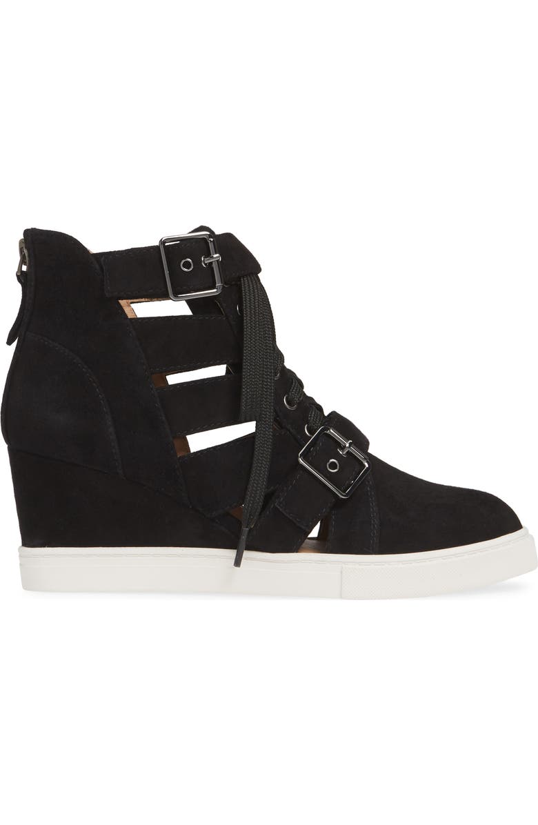 Linea Paolo Fave Cutout Wedge Sneaker, Alternate, color, Black