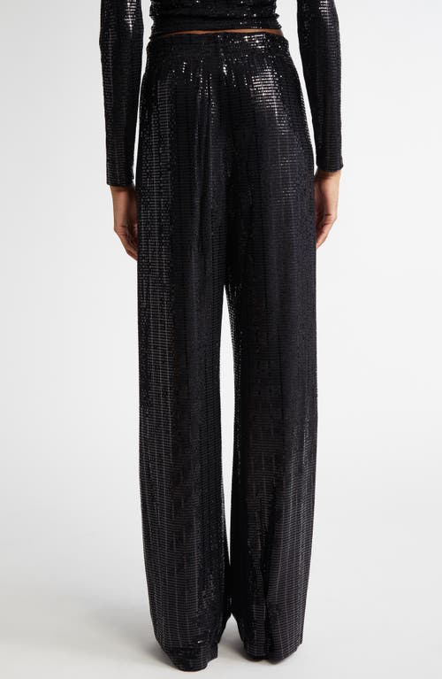 Alice And Olivia Elba Sequined Straight-leg Pants In Black