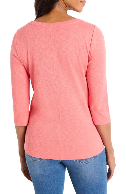 Nzt By Nic+zoe Three Quarter Sleeve Boat Neck Tee In Guava