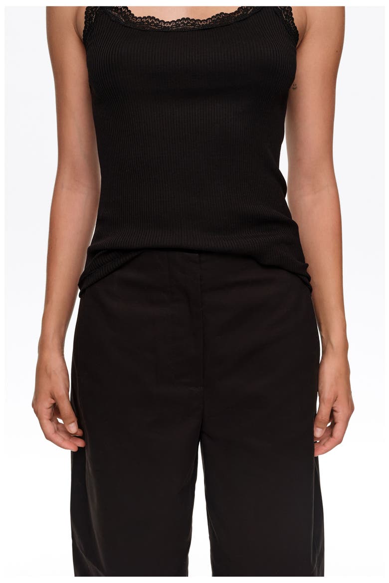 Barrel Trousers with Decorative Stitching, Alternate, color, BLACK
