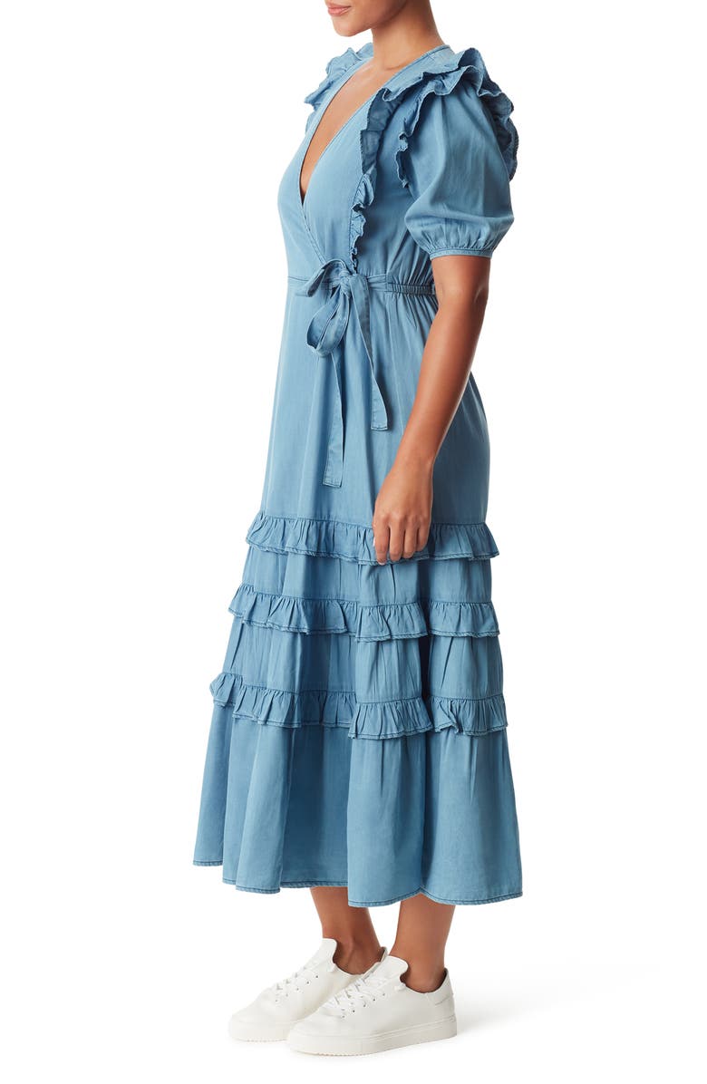 Sam Edelman Ophelia Ruffle Wrap Dress, Alternate, color, Tide Wash