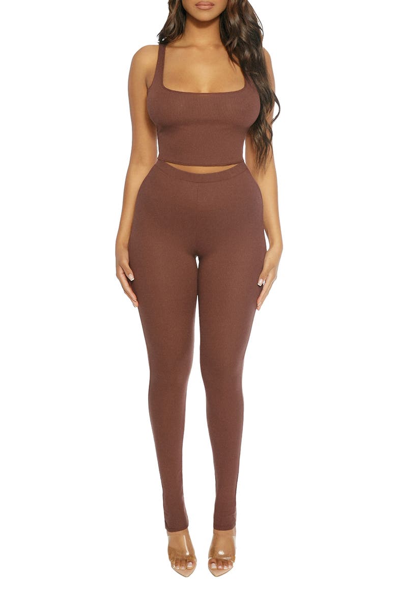 Microrib Leggings, Alternate, color, CHOCOLATE