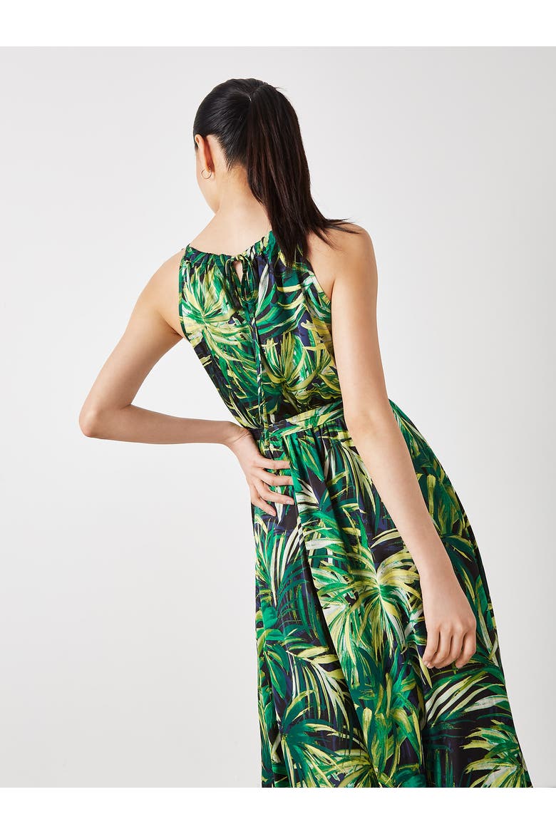 Painterly Tropical Midi Dress, Alternate, color, Navy