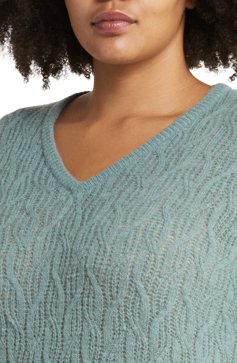 Madewell Open Stitch Cable Knit Sweater, Alternate, color,