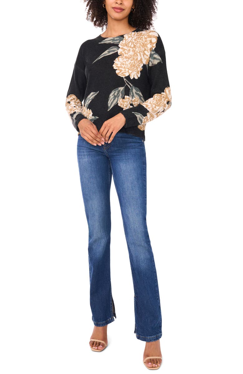 Vince Camuto Print Pullover Sweater, Alternate, color, Pirate Black