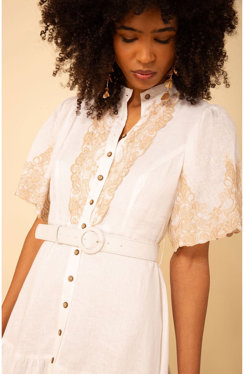 Hale Bob Haven Embroidered Linen Maxi Dress, Alternate, color, 