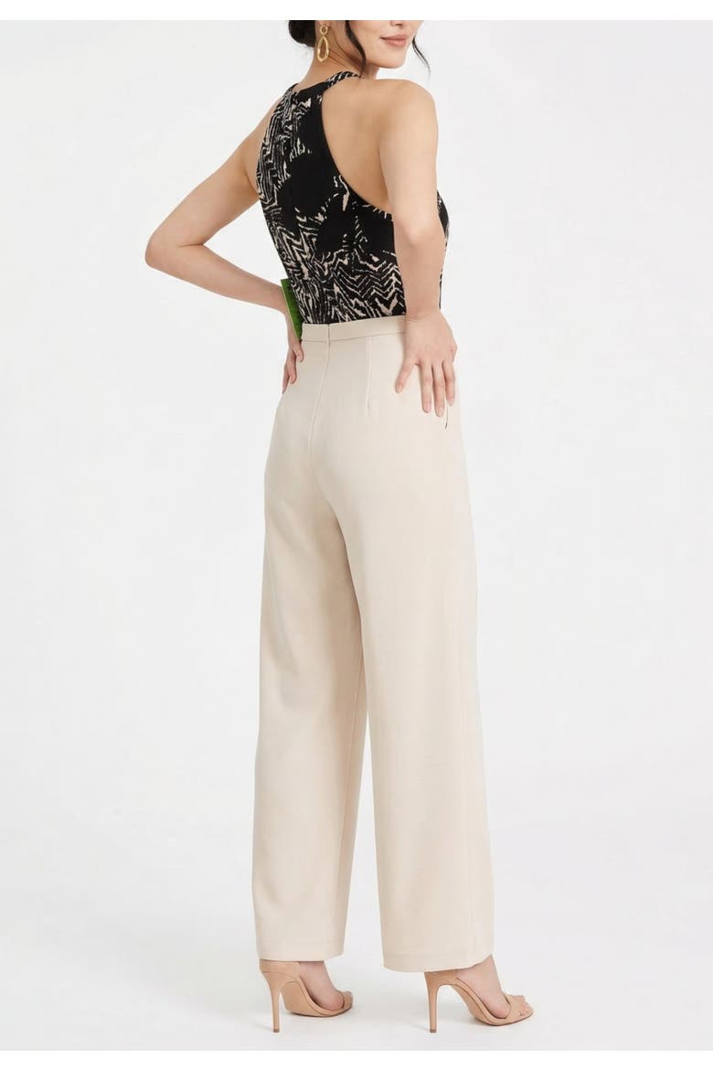Jetti Halter Neck Wide Leg Jumpsuit, Alternate, color, Mono Floral Combo