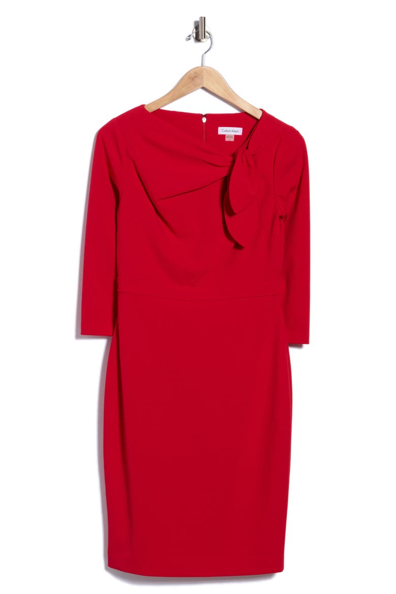 Bow Sheath Dress, Alternate, color, RED