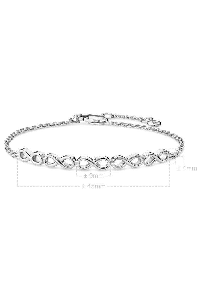 Infinity Chain Bracelet in Rhodium Plated Sterling Silver, Alternate, color, Silver