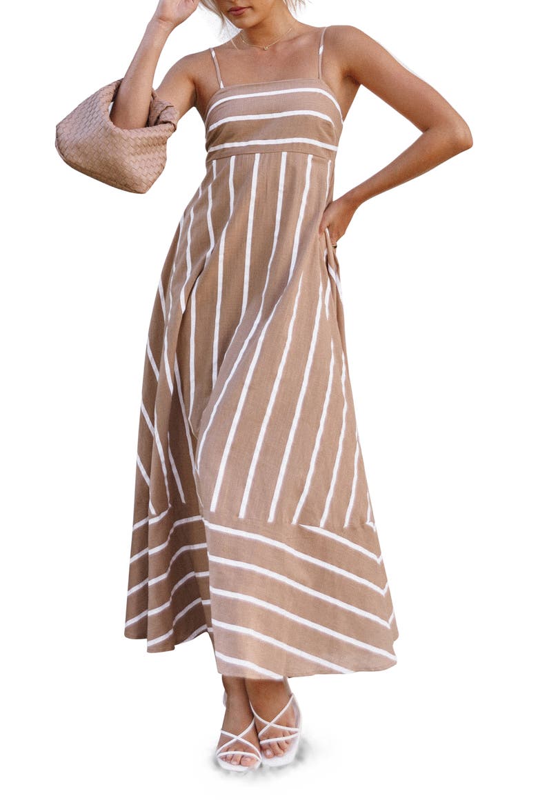 Brea Stripe Maxi Dress, Alternate, color, TAN STRIPE