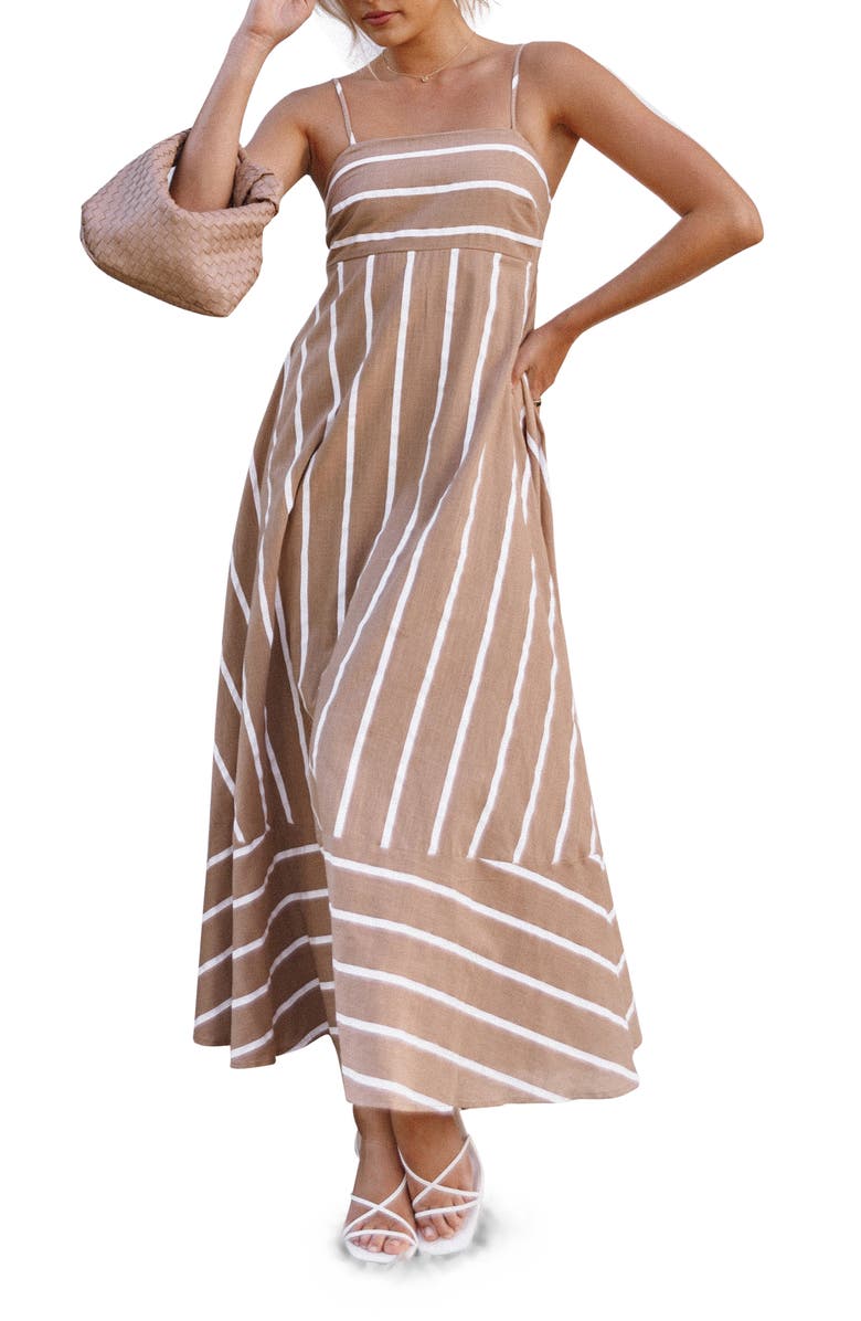 Petal & Pup Brea Stripe Maxi Dress, Alternate, color, Tan Stripe