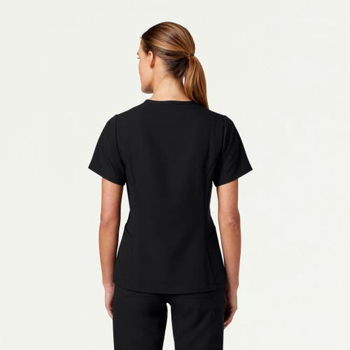 Jaanuu 2-pocket Tailored V-neck Scrub Top In Black
