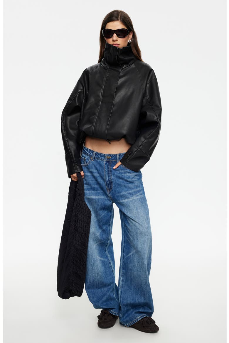 Shoreline Faux Leather Jacket, Alternate, color, NOIR