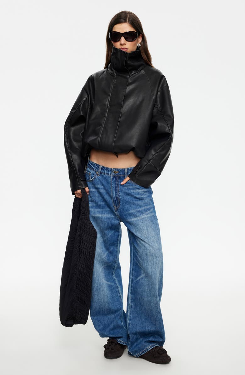 LIONESS Shoreline Faux Leather Jacket, Alternate, color, Noir