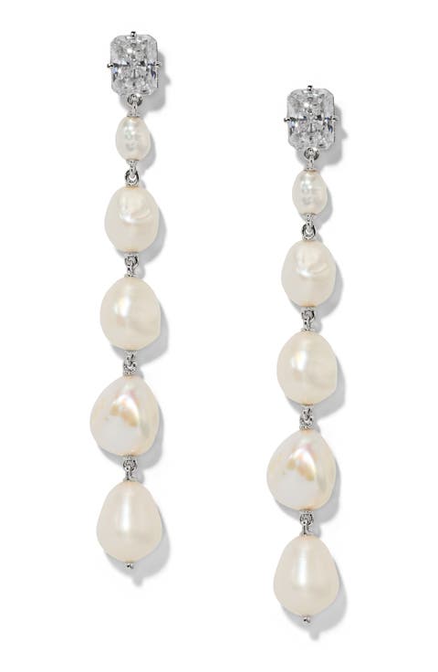 Madrid Freshwater Pearl Linear Drop Earrings