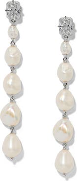 Nadri Madrid Freshwater Pearl Linear Drop Earrings