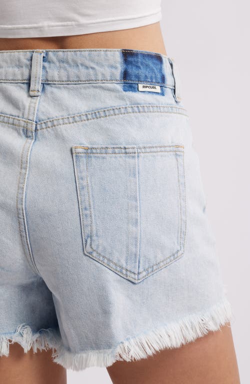 Rip Curl Sophie Ripped Denim Cutoff Shorts In Light Blue